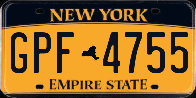 NY license plate GPF4755
