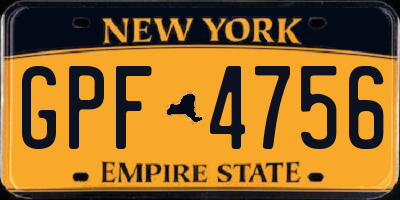 NY license plate GPF4756