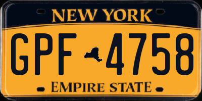 NY license plate GPF4758