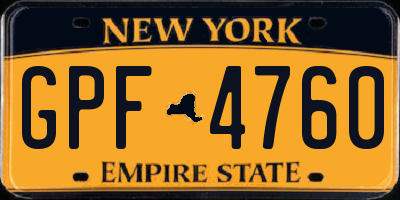 NY license plate GPF4760