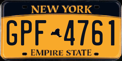 NY license plate GPF4761
