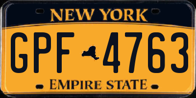 NY license plate GPF4763