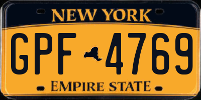 NY license plate GPF4769