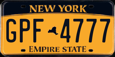 NY license plate GPF4777