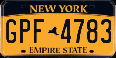 NY license plate GPF4783