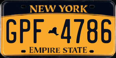 NY license plate GPF4786