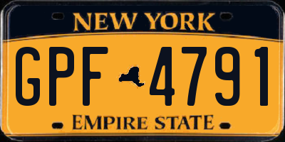 NY license plate GPF4791