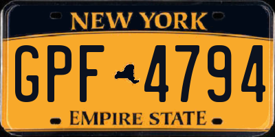 NY license plate GPF4794