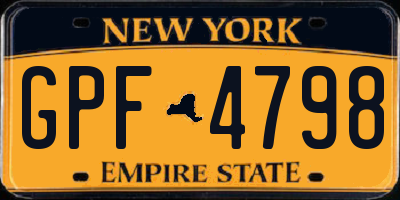 NY license plate GPF4798