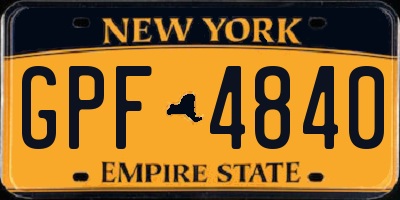 NY license plate GPF4840