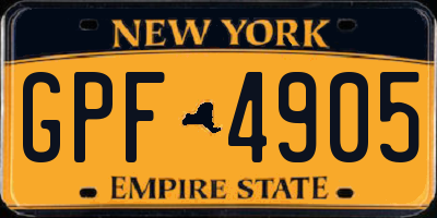 NY license plate GPF4905