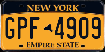 NY license plate GPF4909