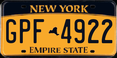 NY license plate GPF4922