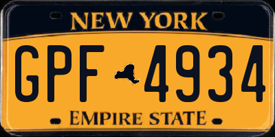 NY license plate GPF4934