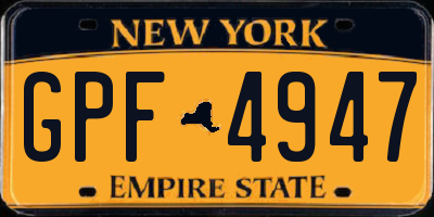 NY license plate GPF4947