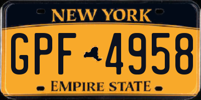 NY license plate GPF4958