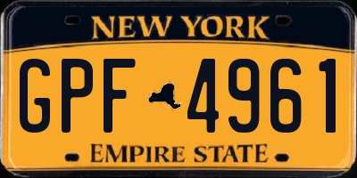 NY license plate GPF4961
