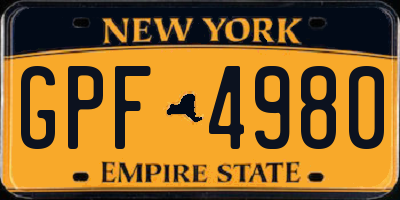 NY license plate GPF4980