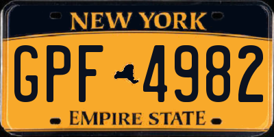 NY license plate GPF4982