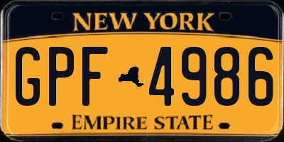 NY license plate GPF4986