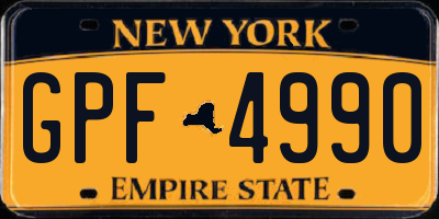 NY license plate GPF4990