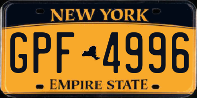 NY license plate GPF4996