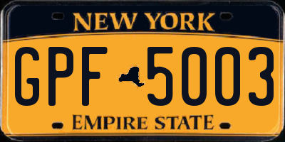 NY license plate GPF5003