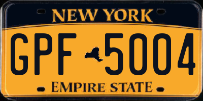 NY license plate GPF5004