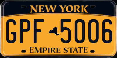 NY license plate GPF5006