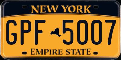 NY license plate GPF5007
