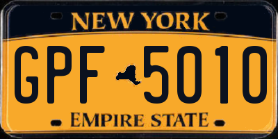 NY license plate GPF5010