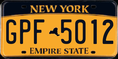 NY license plate GPF5012