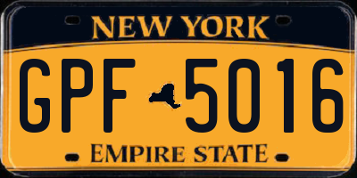 NY license plate GPF5016