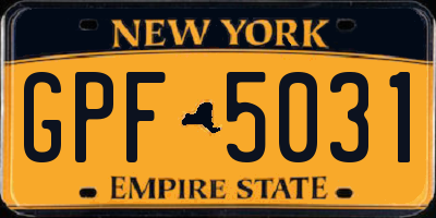 NY license plate GPF5031