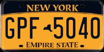 NY license plate GPF5040
