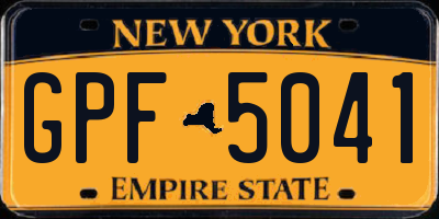 NY license plate GPF5041