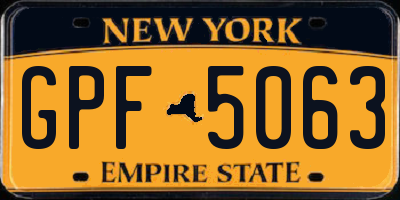 NY license plate GPF5063