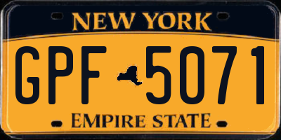 NY license plate GPF5071