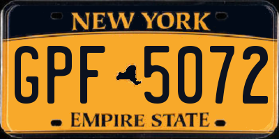 NY license plate GPF5072