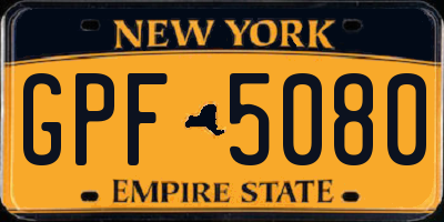 NY license plate GPF5080