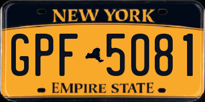 NY license plate GPF5081