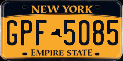 NY license plate GPF5085