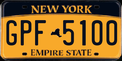 NY license plate GPF5100