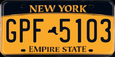 NY license plate GPF5103