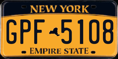 NY license plate GPF5108