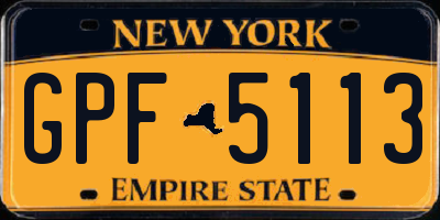 NY license plate GPF5113