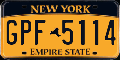 NY license plate GPF5114