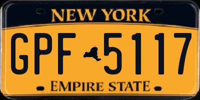 NY license plate GPF5117