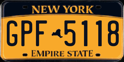 NY license plate GPF5118