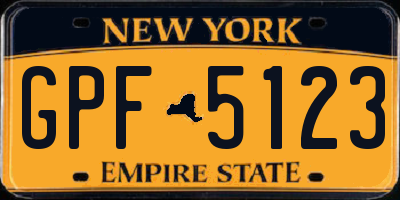 NY license plate GPF5123